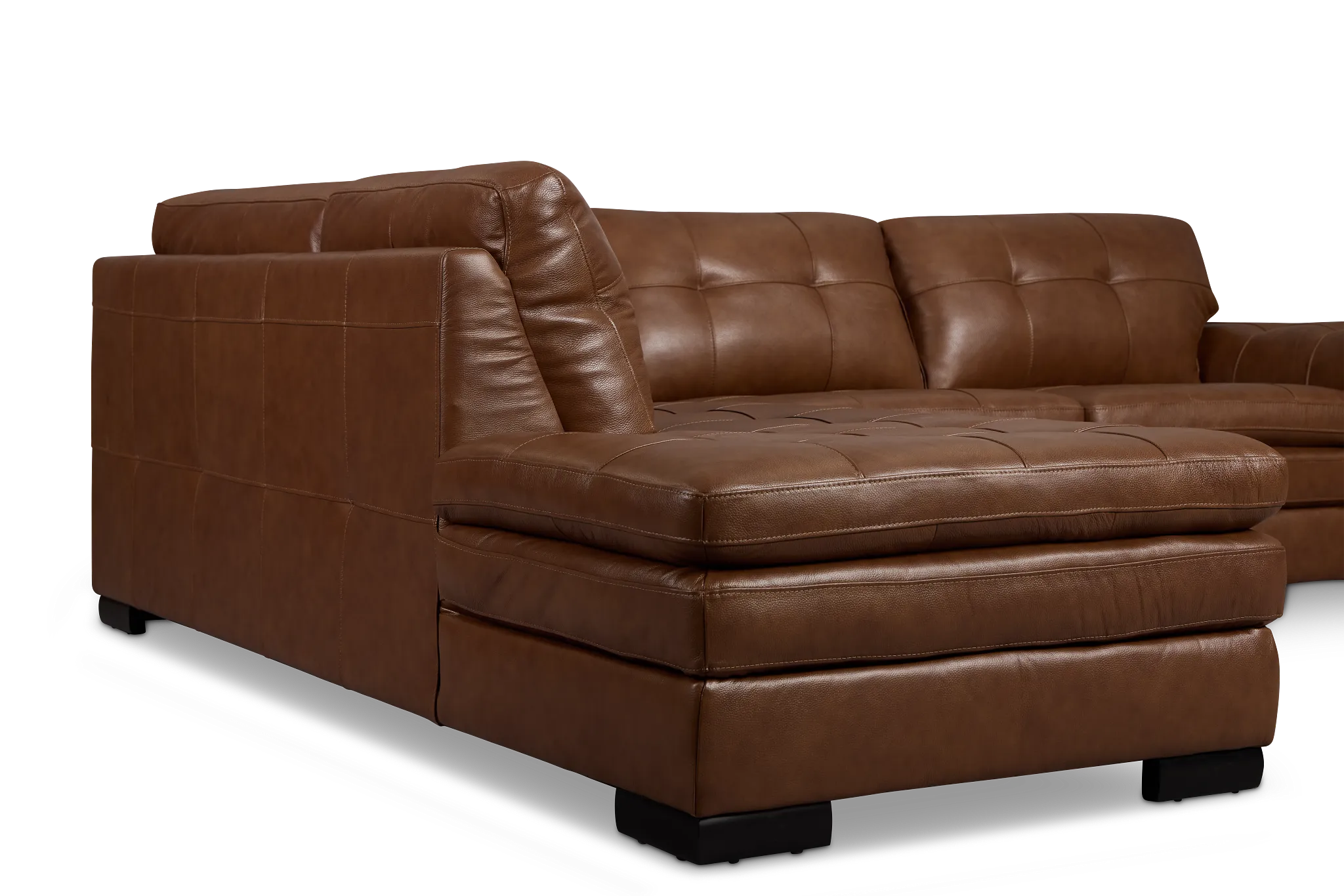 Braden Medium Brown Leather Small Left Bumper Sectional