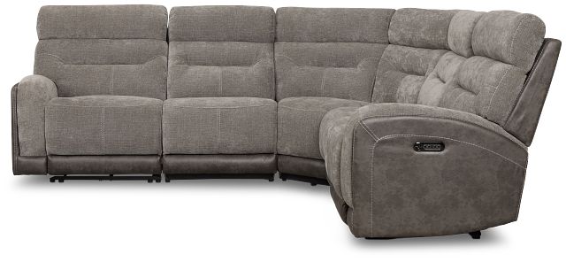 Travis Gray Fabric Small Two-arm Power Reclining Sectional