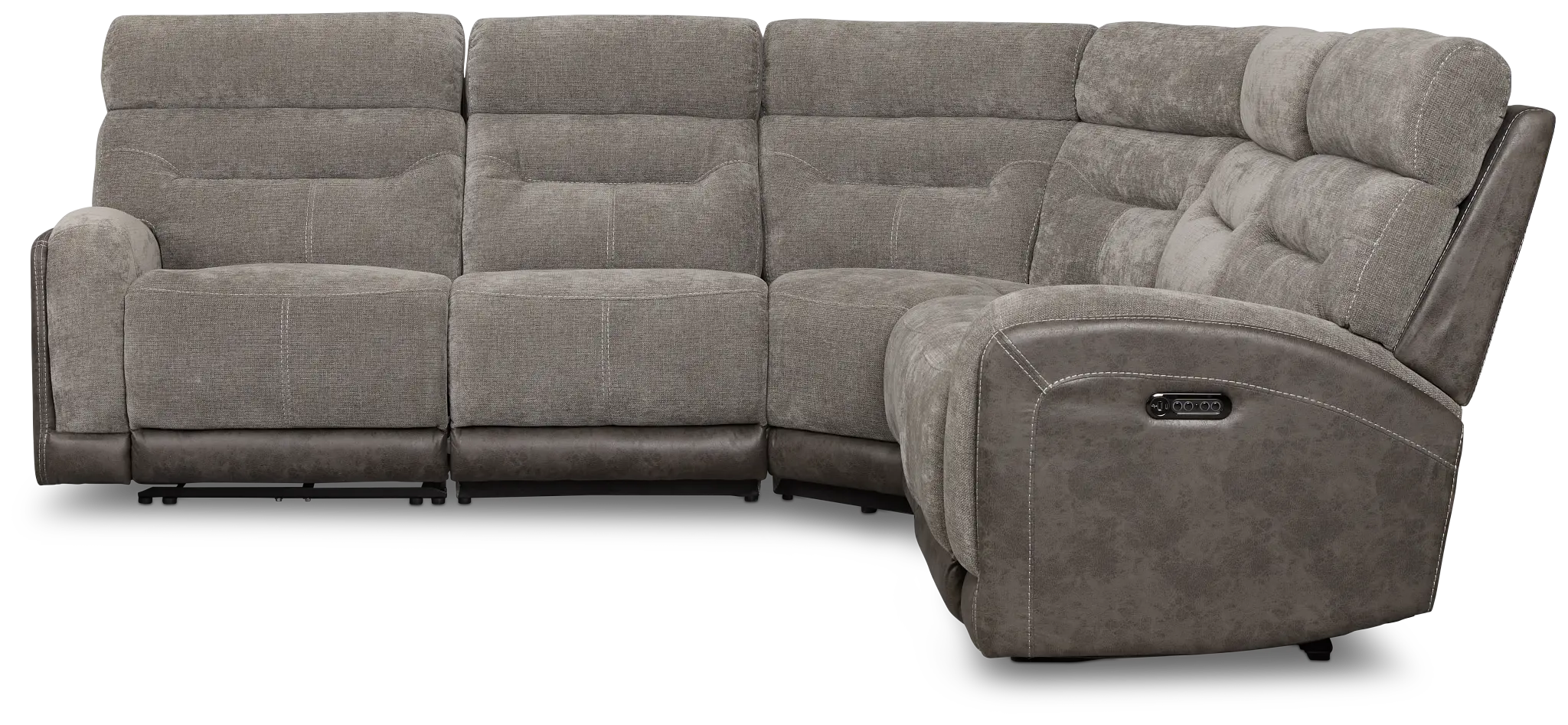 Travis Gray Fabric Small Two-arm Power Reclining Sectional Travis Gray Fabric Small Two-arm Power Reclining Sectional