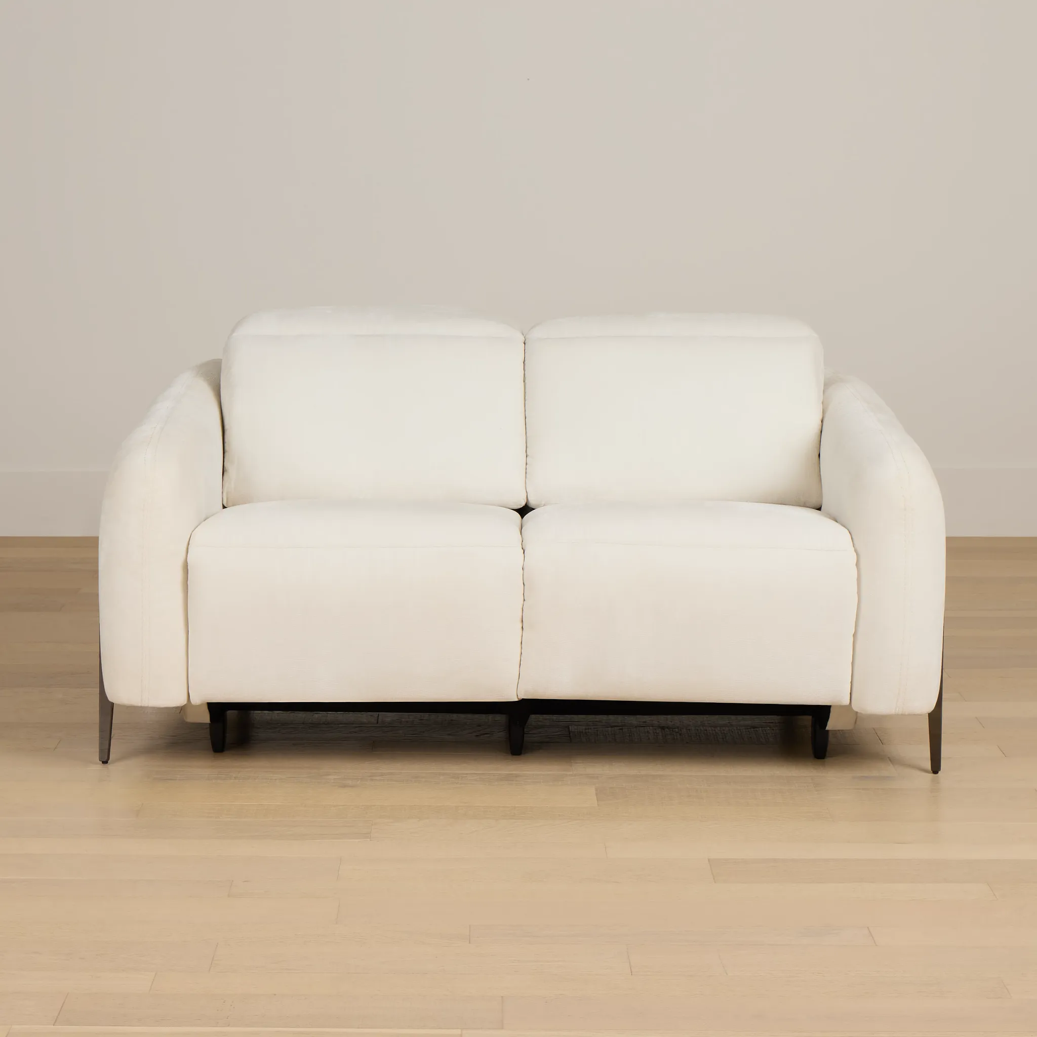 Zuri White Velvet Power Reclining Loveseat W/ Power Headrest