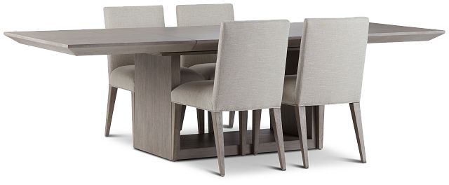 Rio Light Tone Trestle Table & 4 Upholstered Chairs