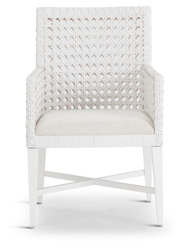 Boca Grande White Woven Arm Chair
