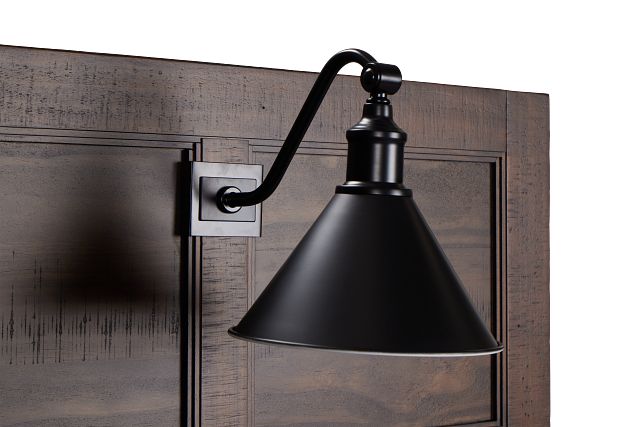Heron Cove Mid Tone Panel Headboard With Lights