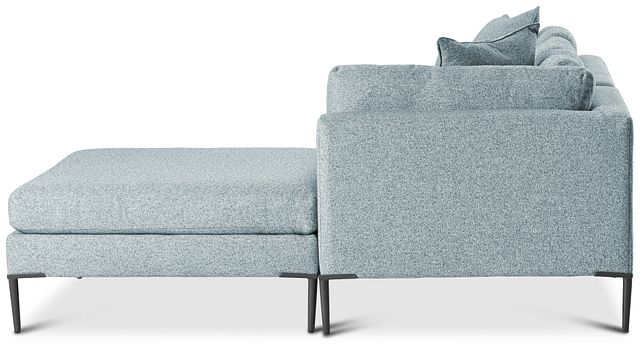 Morgan Teal Fabric Small Right Bumper Sectional W/ Metal Legs