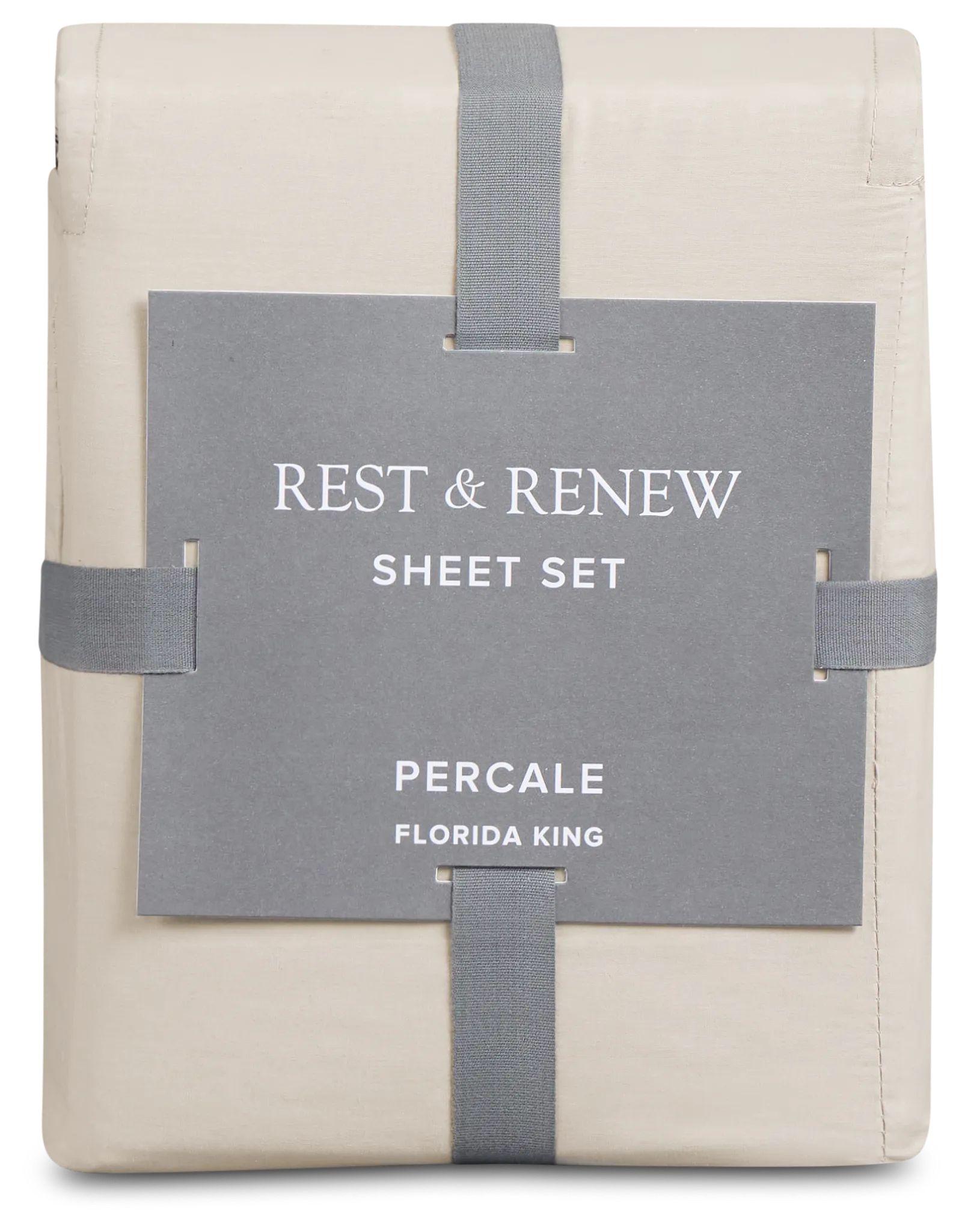 Rest & Renew Percale Cotton Beige 200 Thread Sheet Set
