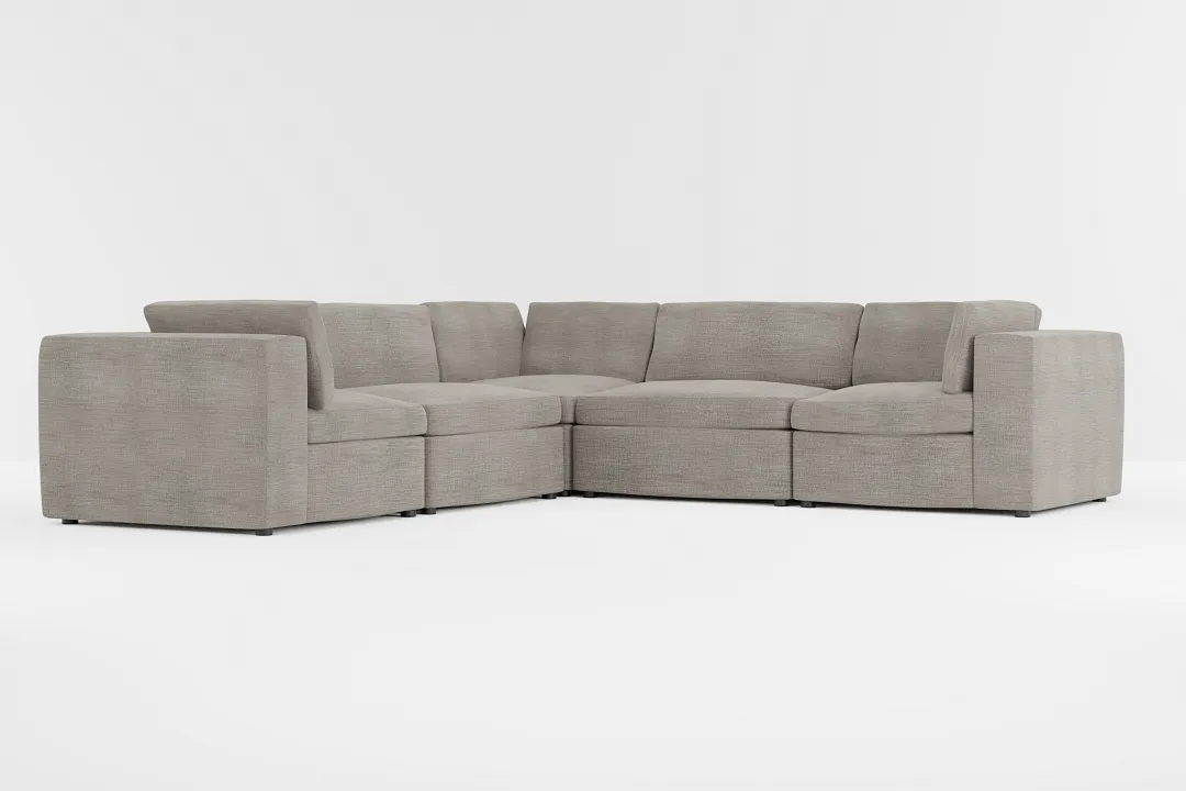 Destin Victory Gray Fabric 5-piece Modular Sectional