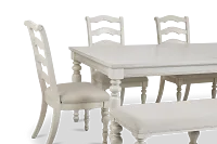 Savannah Ivory Rect Table, 4 Chairs & Bench