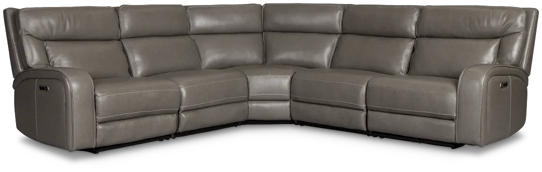 Jasper Gray Leather Small Two-arm Power Reclining Sectional