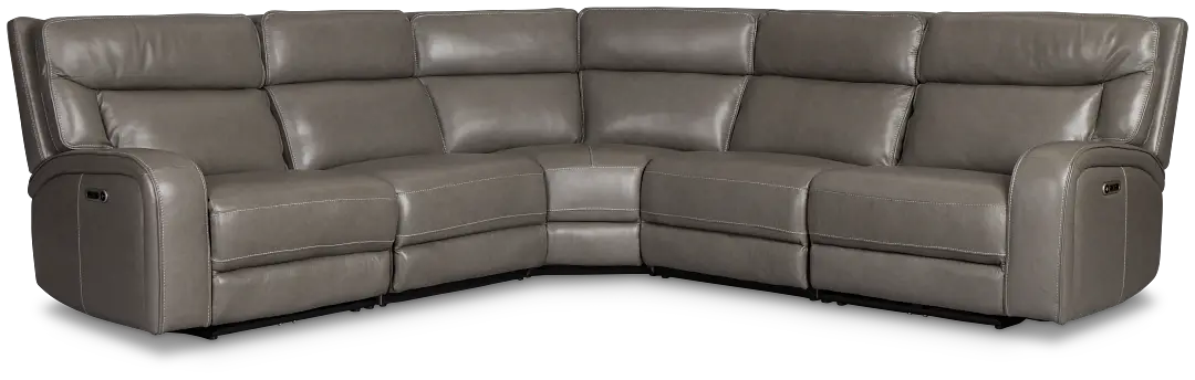 Jasper Gray Leather Small Two-arm Power Reclining Sectional Jasper Gray Leather Small Two-arm Power Reclining Sectional