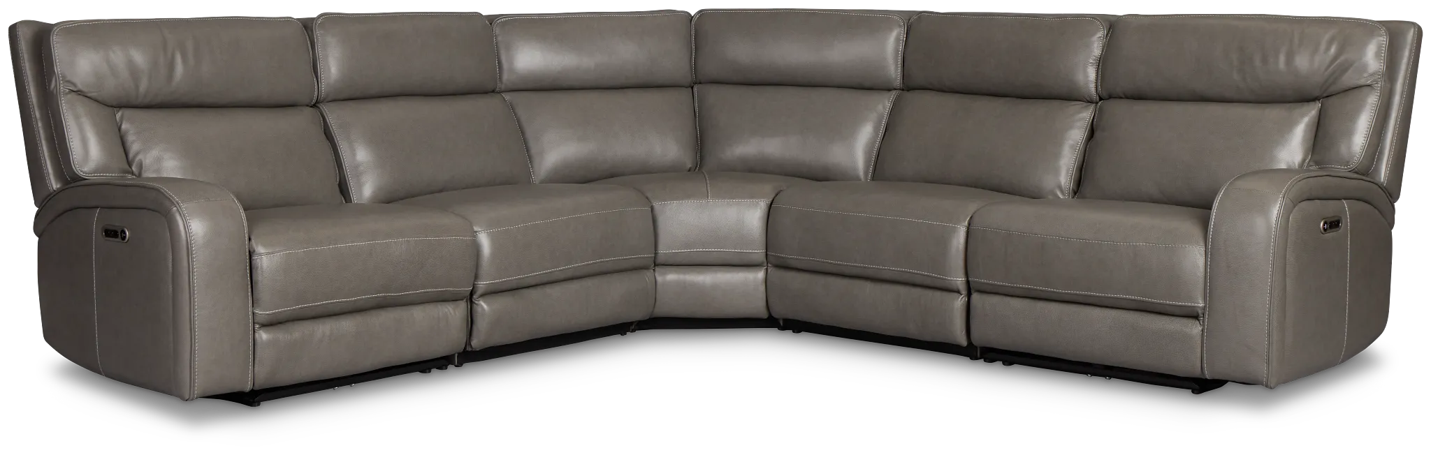 Jasper Gray Leather Small Two-arm Power Reclining Sectional