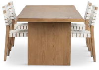 Haven Light Tone Wood Rectangular Table & 4 Woven Chairs