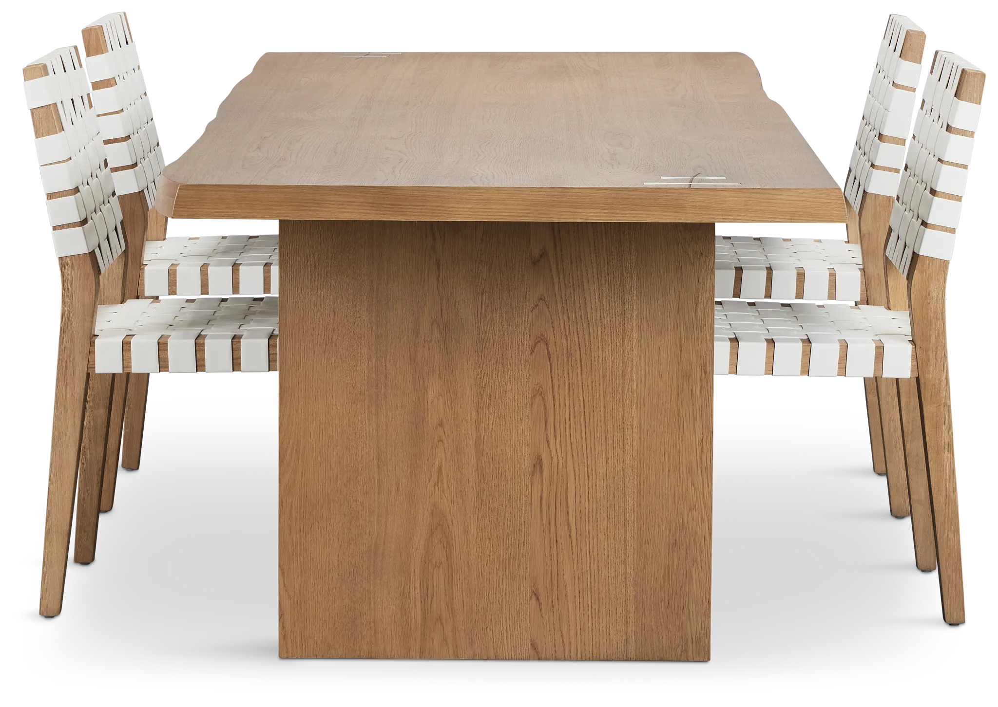 Haven Light Tone Wood Rectangular Table & 4 Woven Chairs