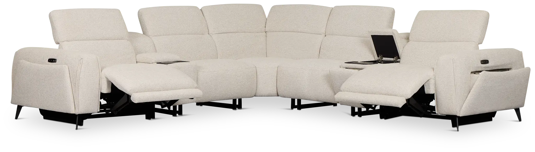 Reyna Light Beige Fabric Large Dual Power Reclining Two-arm Sectional Reyna Light Beige Fabric Large Dual Power Reclining Two-arm Sectional