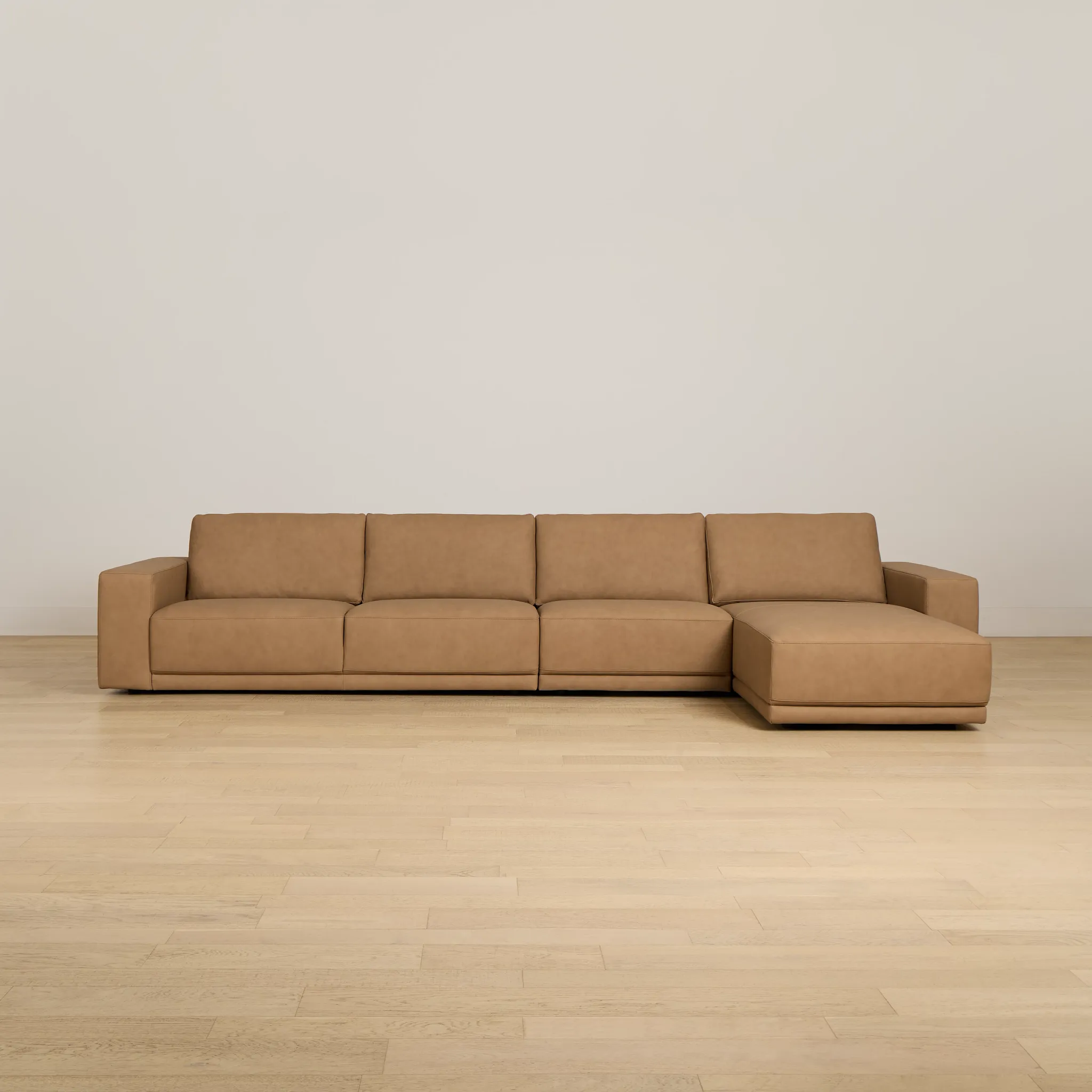 Kellan Light Brown Leather Small Right Chaise Sectional