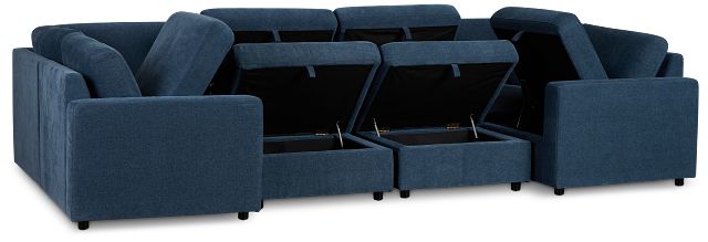 Addie Blue Fabric 8-piece Pit Storage Sectional