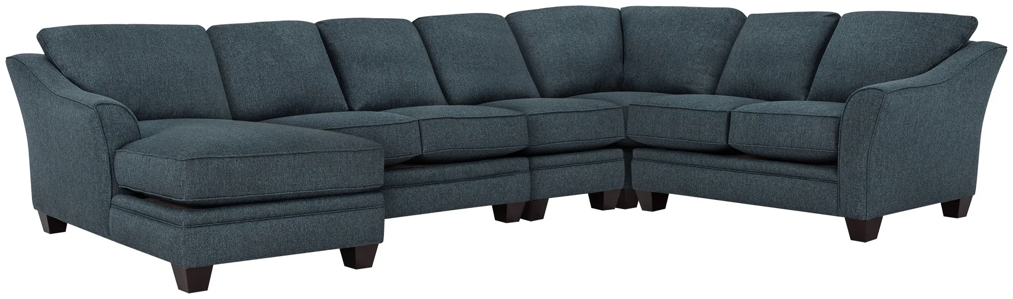 Avery Dark Blue Fabric Large Left Chaise Sectional