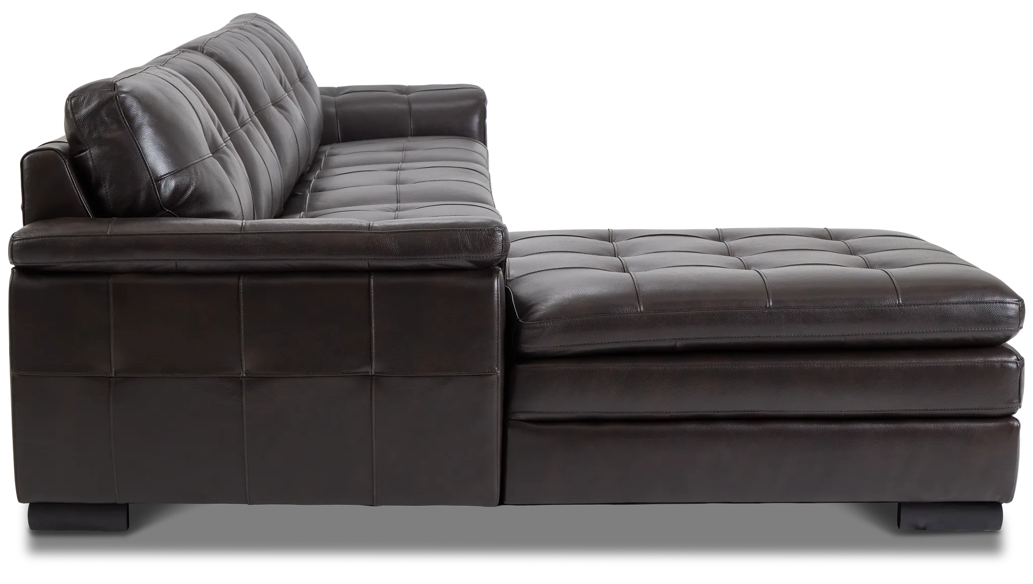 Braden Dark Brown Leather Small Left Chaise Sectional