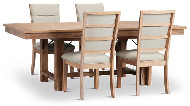 Park City Light Tone Rectangular Table & 4 Upholstered Chairs