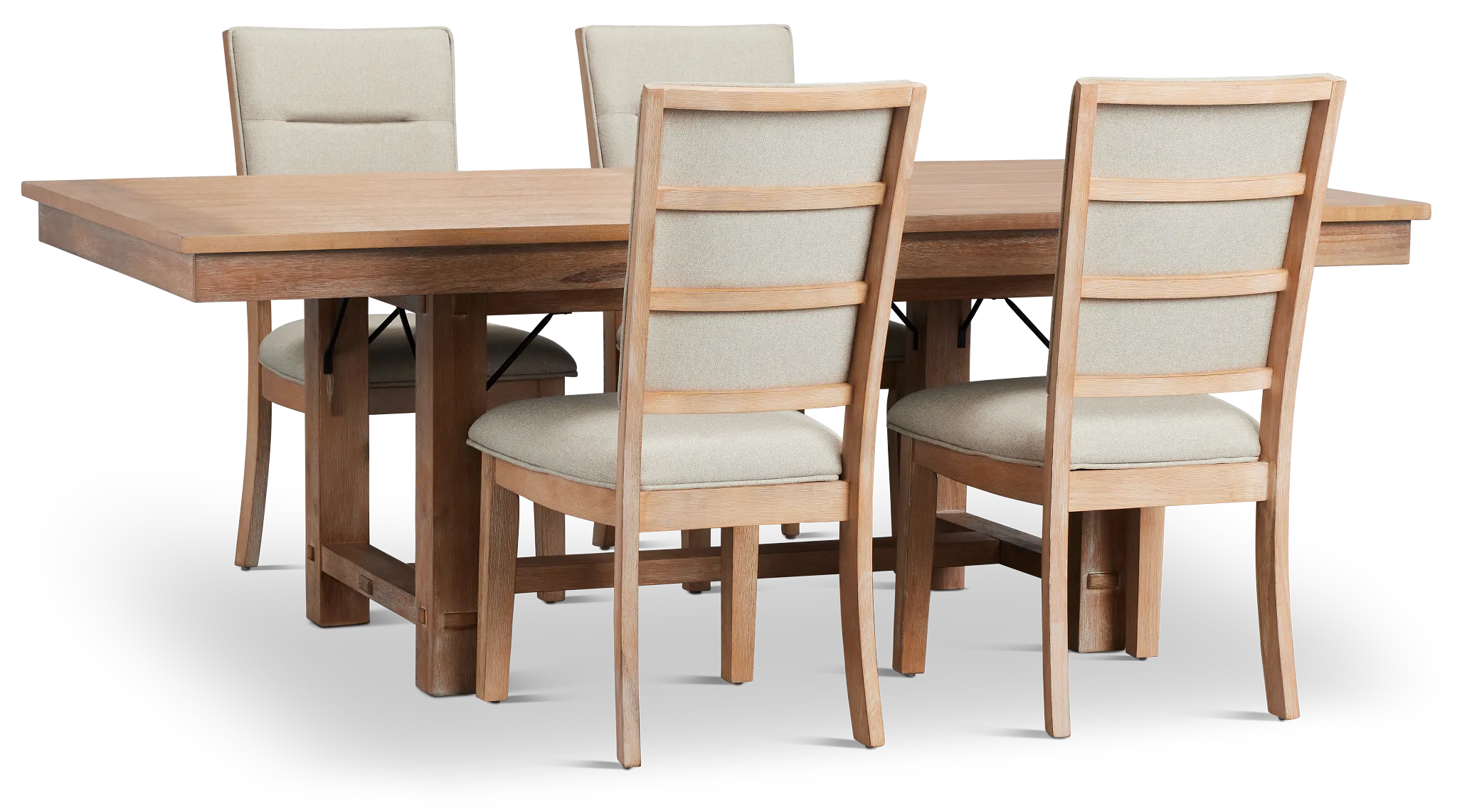 Park City Light Tone Rectangular Table & 4 Upholstered Chairs