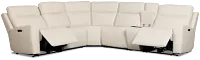 Flexsteel Sterling Ivory Lthr/vinyl Medium Triple Power 2-arm Sectional