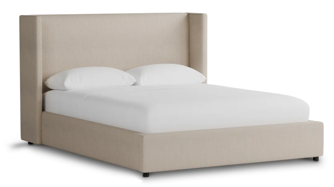 Captiva Linen Beige 48" Upholstered Shelter Bed