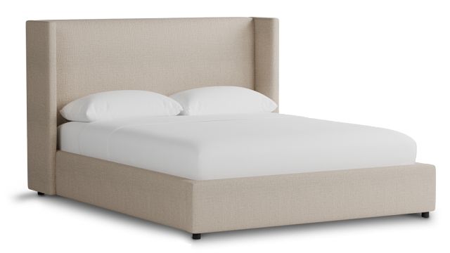 Captiva Linen Beige 48" Upholstered Shelter Bed