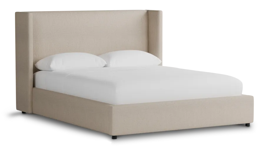 Captiva Linen Beige 48" Upholstered Shelter Bed