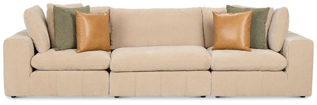 Cruz Light Beige Fabric 3 Piece Modular Sofa