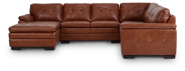 Braden Medium Brown Leather Medium Left Chaise Sectional