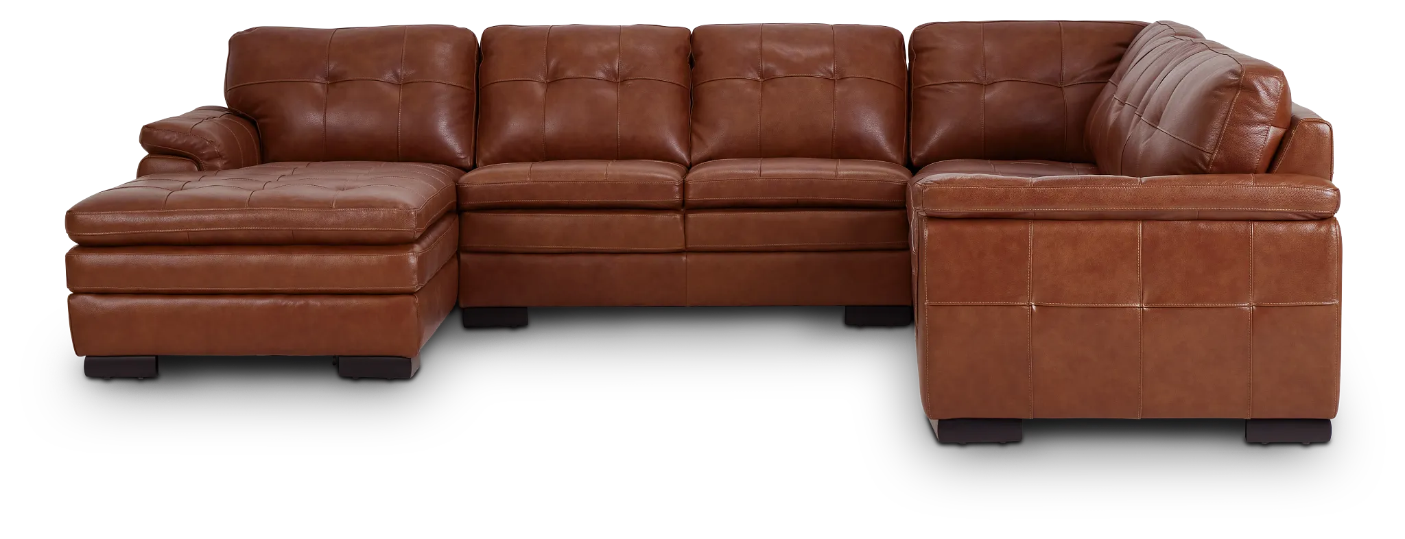 Braden Medium Brown Leather Medium Left Chaise Sectional