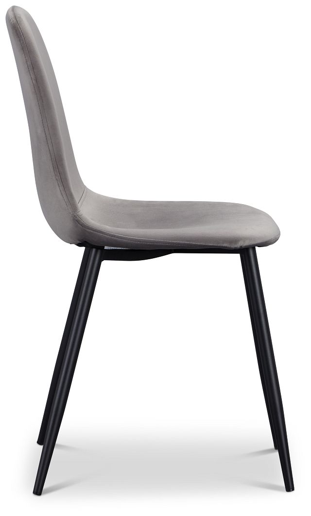 Havana Light Gray Velvet Upholstered Side Chair W/ Black Legs