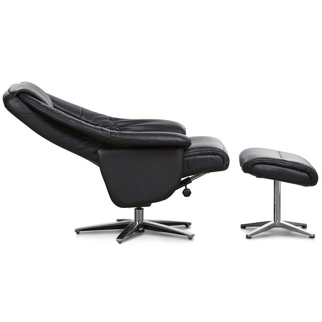 Jones Black Micro Recliner & Ottoman