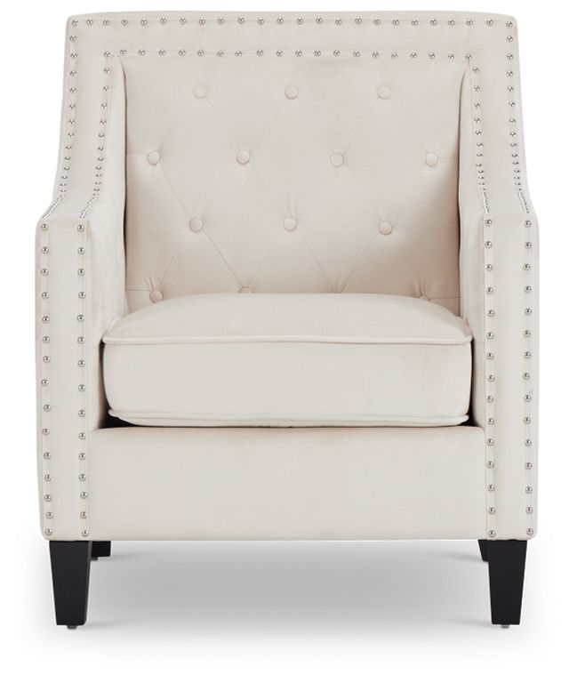Tiffany Light Beige Velvet Accent Chair (2)