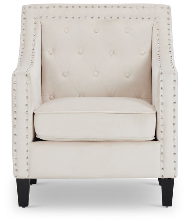 Tiffany Light Beige Velvet Accent Chair