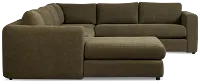 Alma Dark Green Fabric Medium Left Chaise Sectional