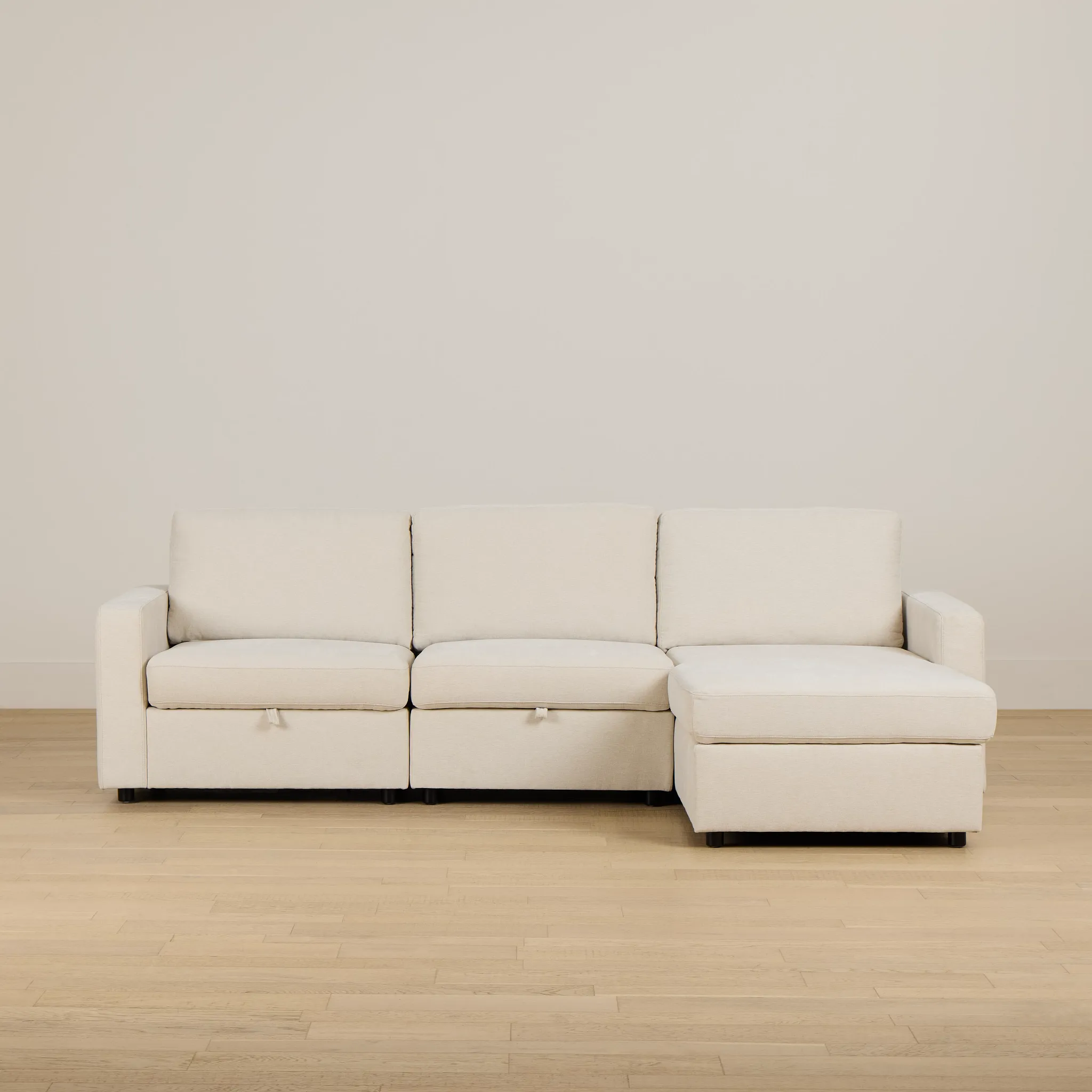 Addie Beige Fabric Right Chaise Storage Sectional