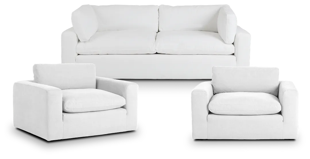 Grant White Fabric Living Room