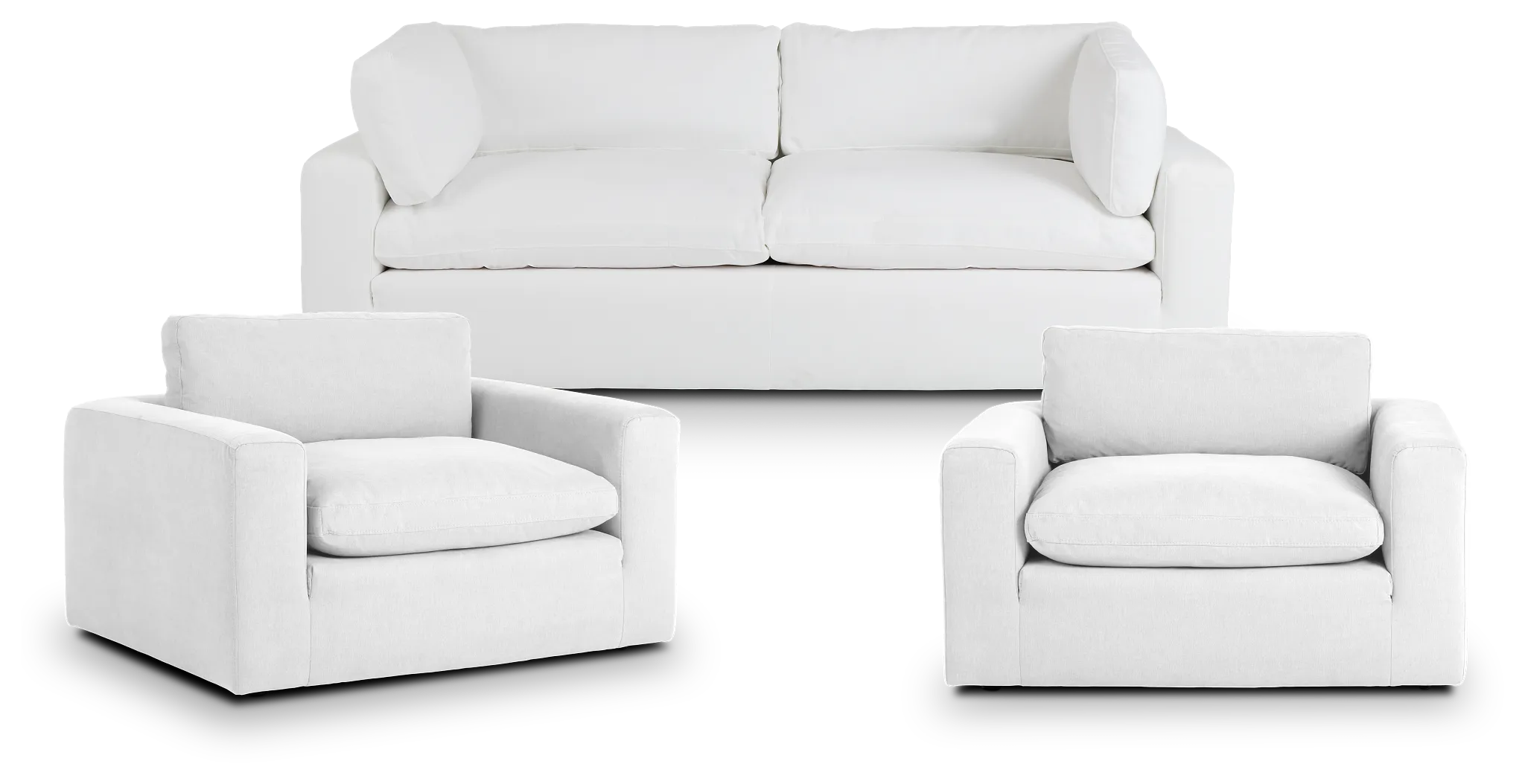 Grant White Fabric Living Room