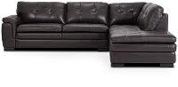 Braden Dark Brown Leather Small Right Bumper Sectional