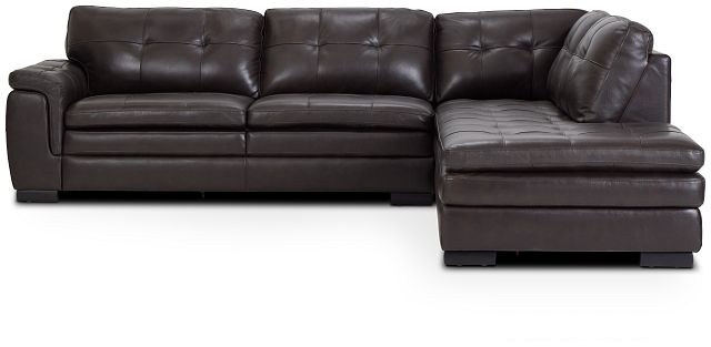 Braden Dark Brown Leather Small Right Bumper Sectional