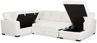 Everly White Fabric Medium Right Chaise Storage Sectional