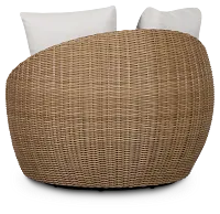 Montecito Light Tone Curved Swivel Chair With Light Beige Cushions