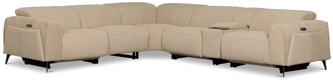 Reyna Beige Micro Medium Triple Power 2-arm Sectional