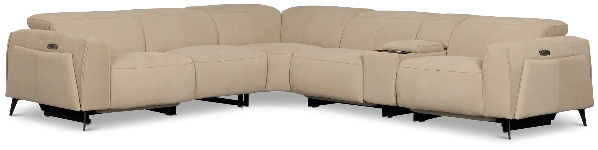 Reyna Beige Micro Medium Triple Power 2-arm Sectional Reyna Beige Micro Medium Triple Power 2-arm Sectional