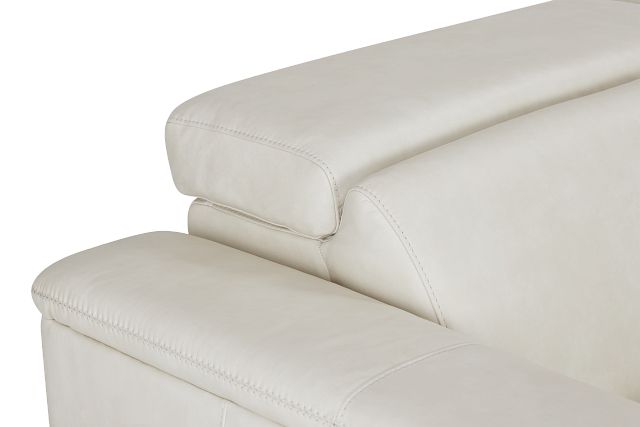 Ainsley White Leather Medium Dual Power 2-arm Reclining Sectional