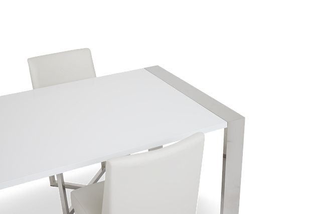 Neo White Rect Table & 4 Upholstered Chairs (7)