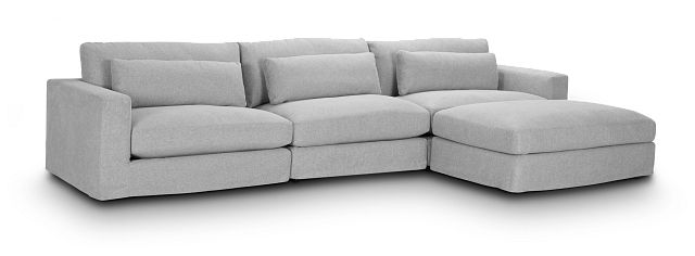 Cozumel Light Gray Fabric 4-piece Chaise Sectional (1)