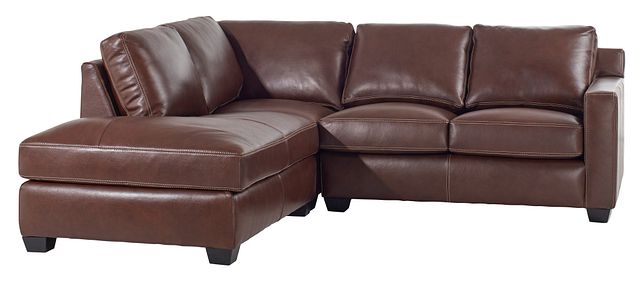 Carson Medium Brown Leather Left Bumper Sectional (1)