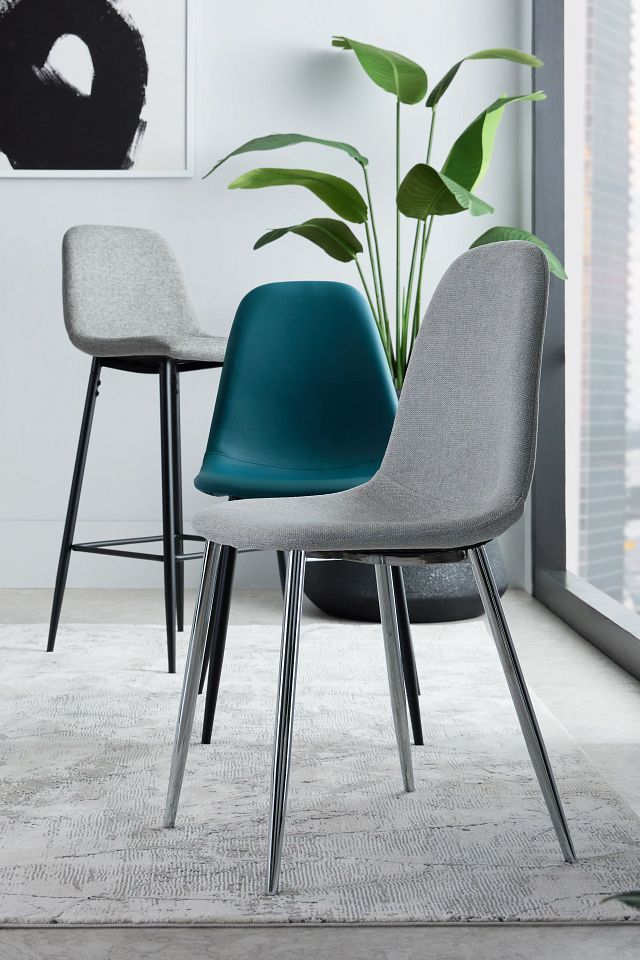 Havana Light Gray Upholstered Side Chair W/ Chrome Legs