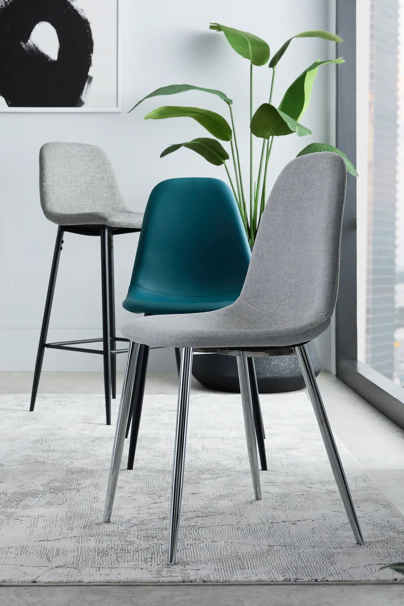 Havana Light Gray Upholstered Side Chair W/ Chrome Legs Havana Light Gray Upholstered Side Chair W/ Chrome Legs